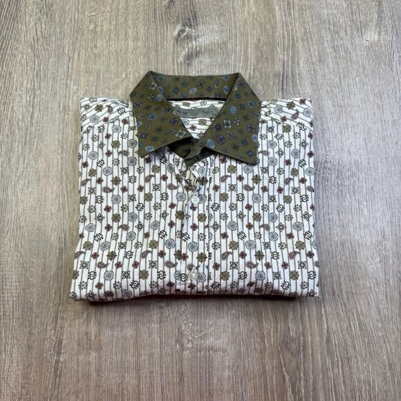 ETRO SPA Long Sleeve Button Up Collar Italian Shirt Paisley Print Men’s Size 42 - Picture 1 of 10